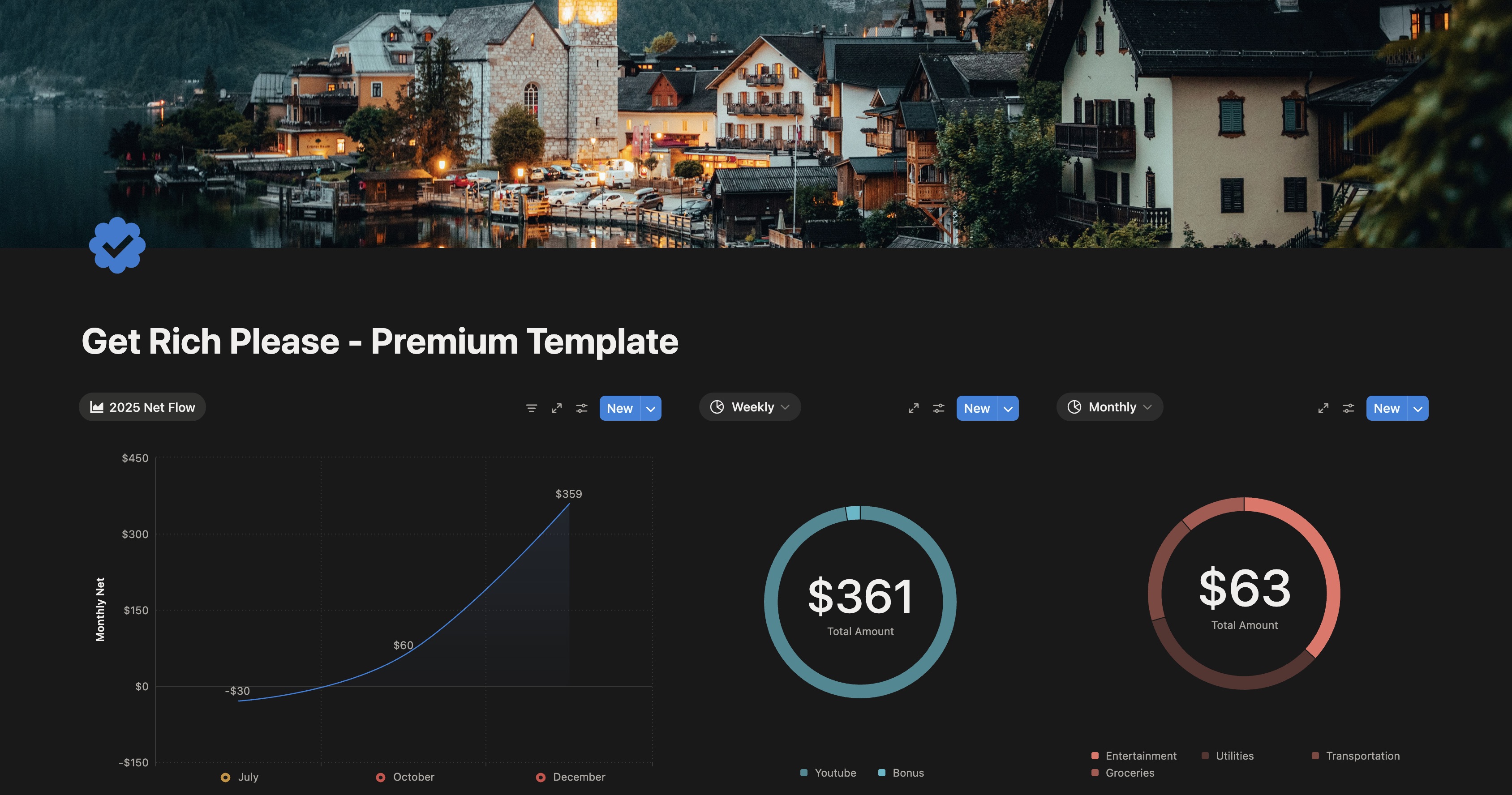 Notion Finance Template Dark