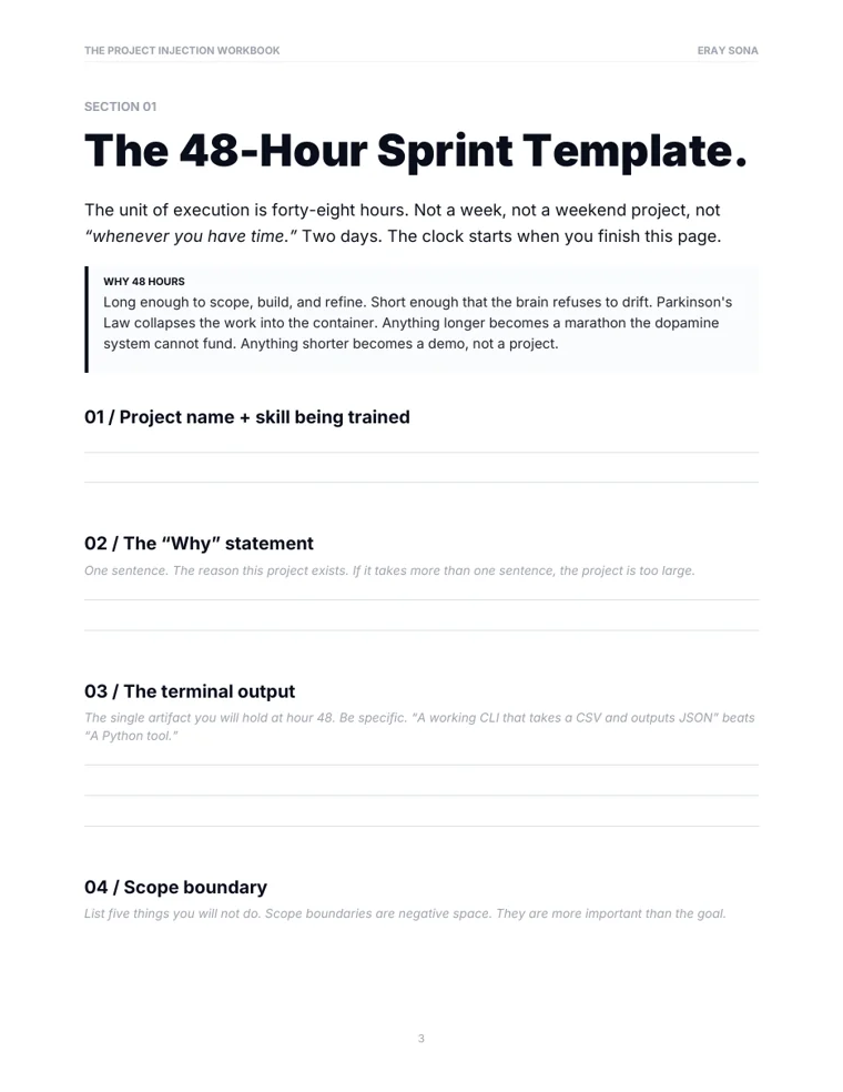 Workbook: the 48-hour sprint template